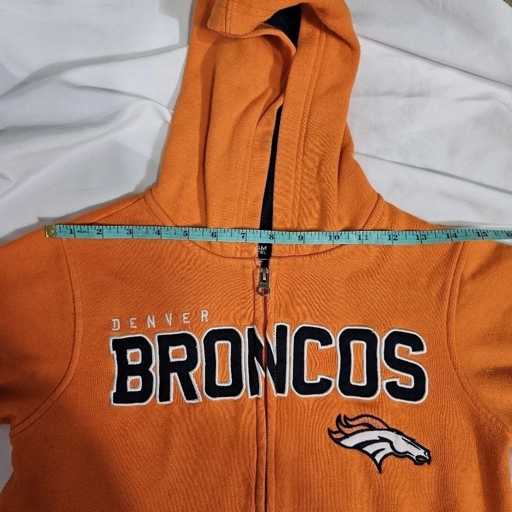 Team Apparel Denver Broncos orange youth sweater front Zipper and pockets